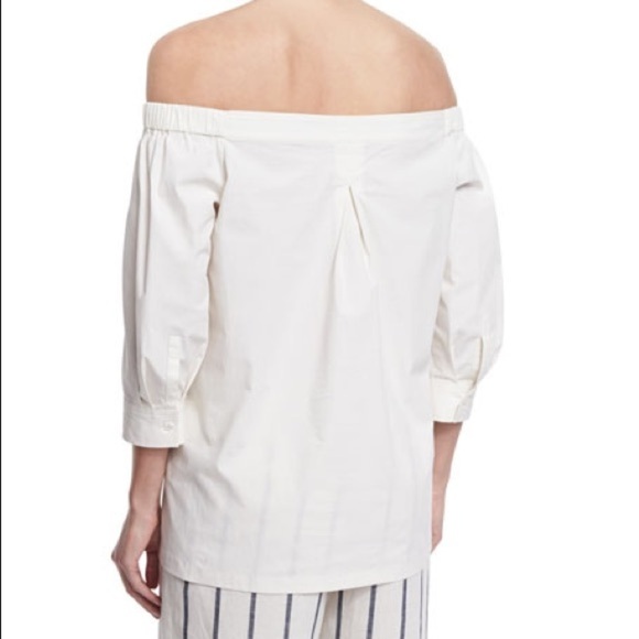 Theory / Joscla Icon Shirting cotton poplin Off the Shoulder Top Blouse L - Picture 4 of 7